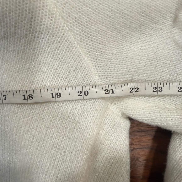 Bobeau Longline Open Front Cardigan Cream Geometric Knit Size M - Picture 9 of 10